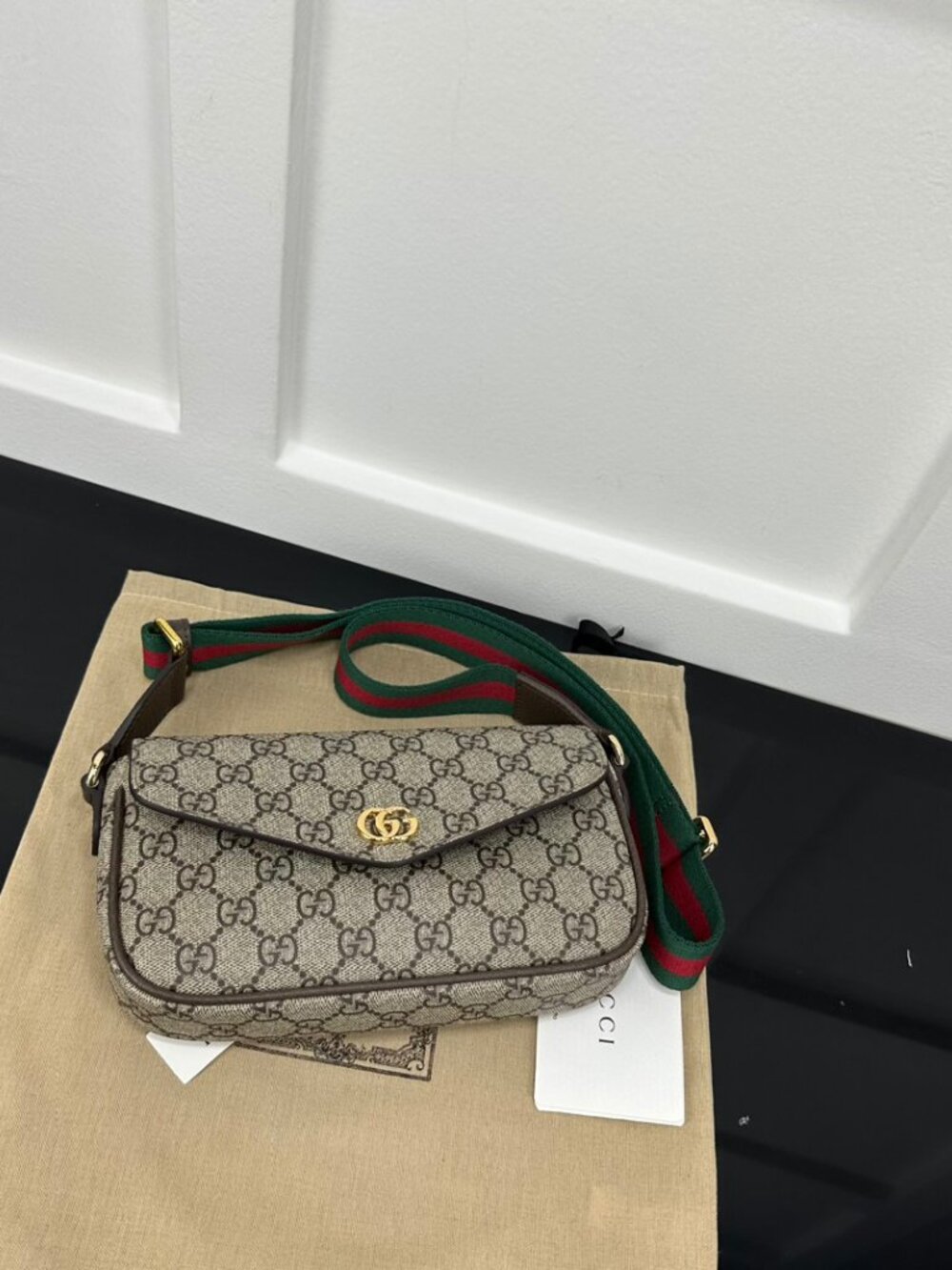 ✨Gucci Ophidia Pochette GG Canvas Crossbody Bag GG Supreme Monogram Beige